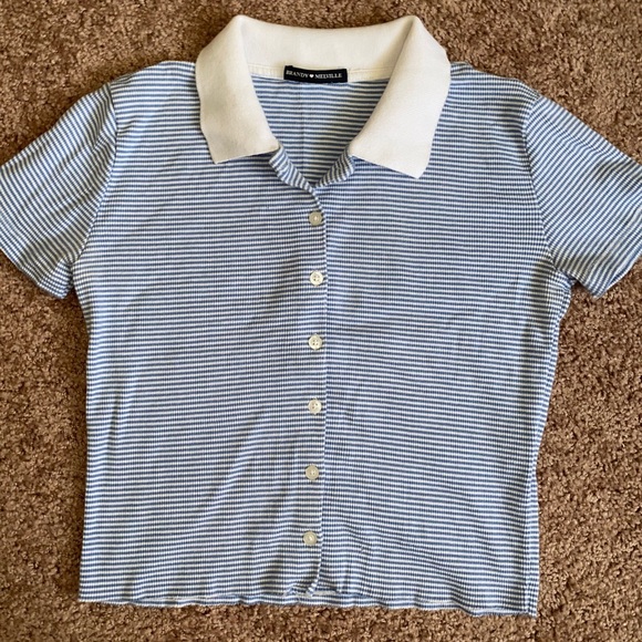 ‼️SOLD‼️ BRANDY MELVILLE blue button up top - Picture 2 of 4